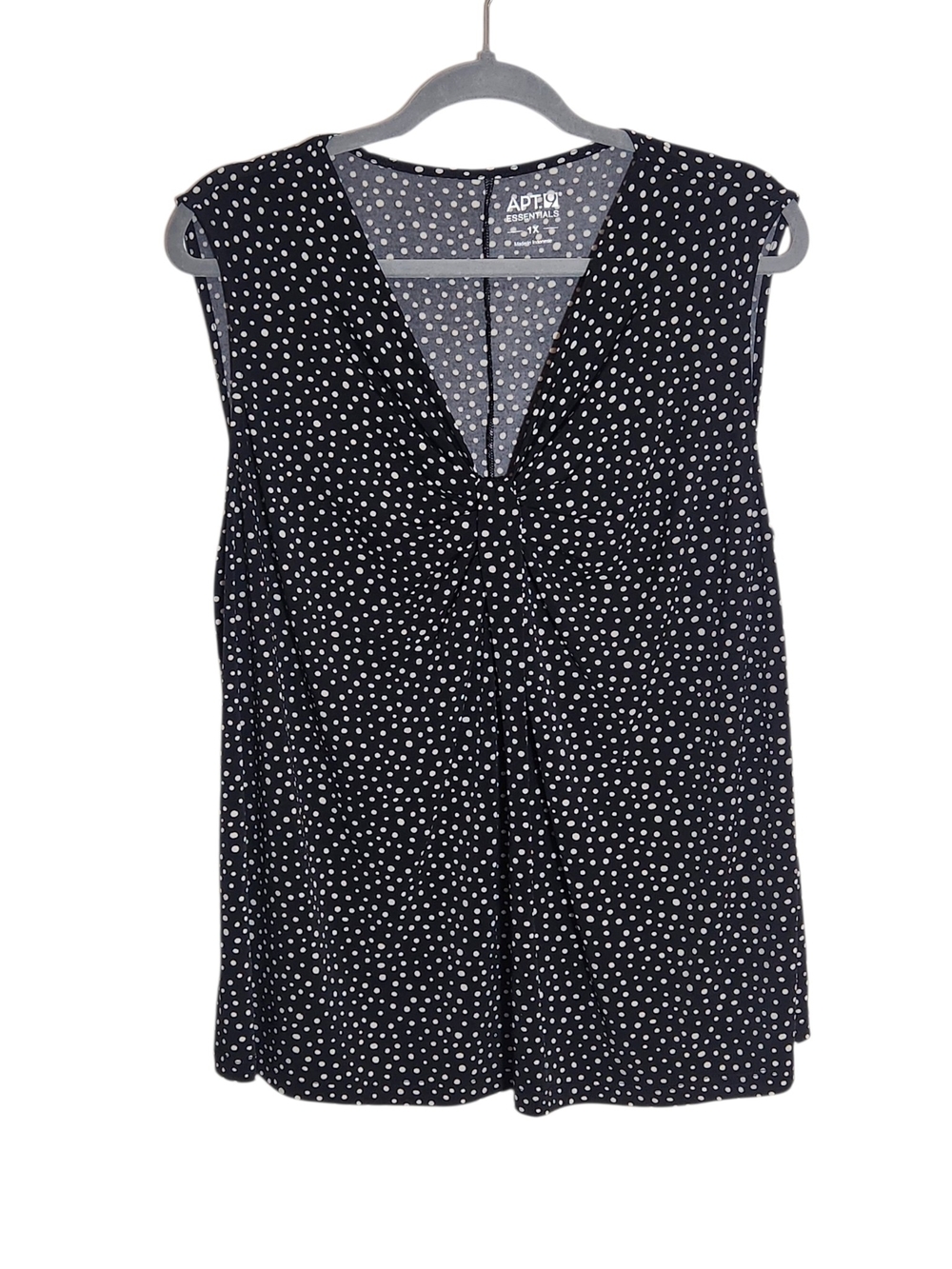 Apt. 9 Womens Black and White Polka Dot Blouse Size 1X NWT